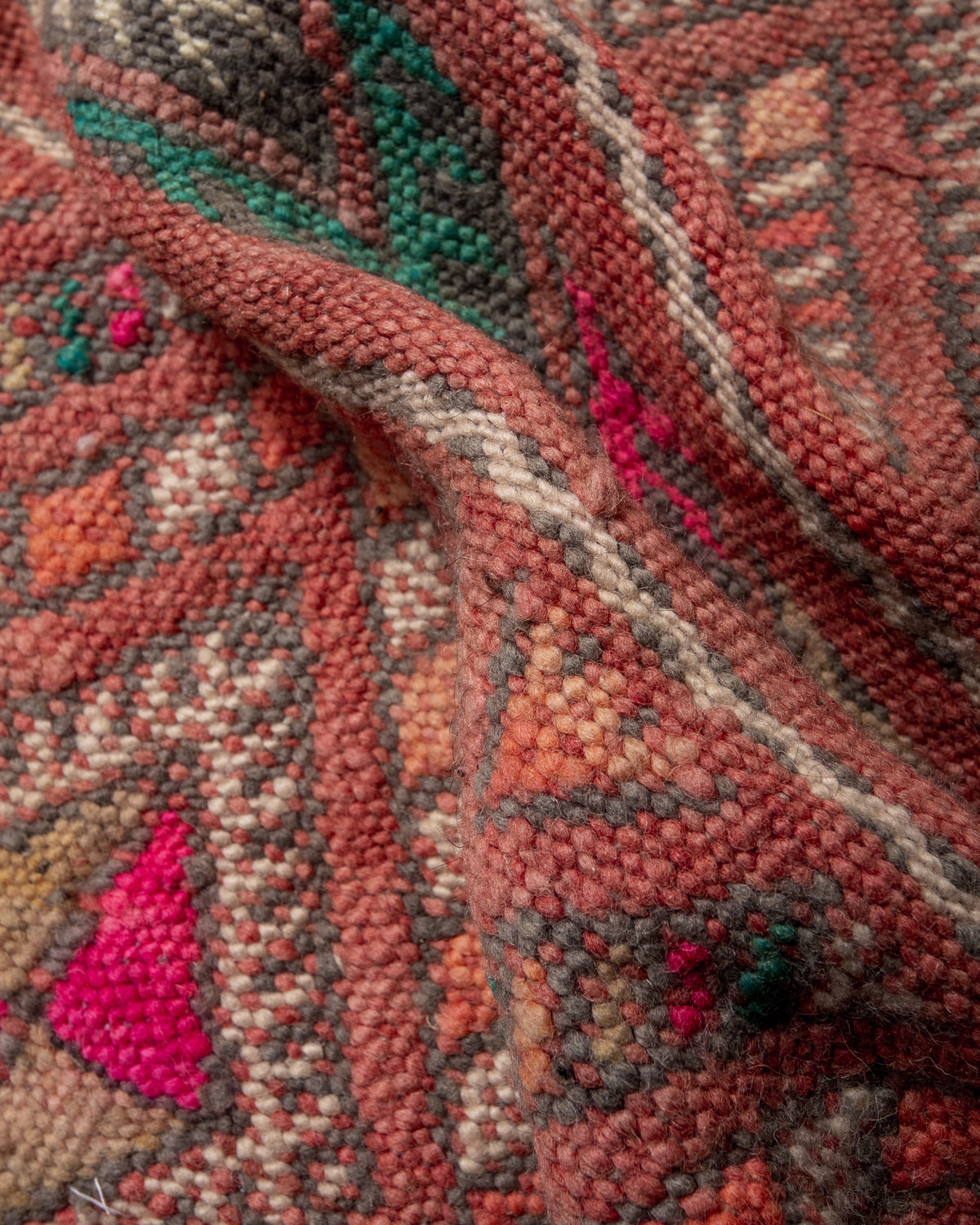 Modern, designer, handcrafted Berber rug from Morocco. Vintage Kelim carpet with beautiful designs and robust flat weave.